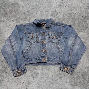 Vintage 90s kids Route 66 denim trucker jacket